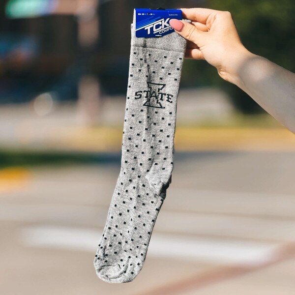 TCK I-State Gray Polka Dot Crew Dress Sock
